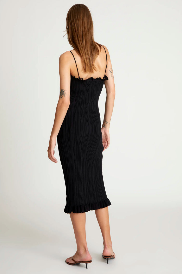 wild pony Vestido largo punto volantes negro Superdescuento