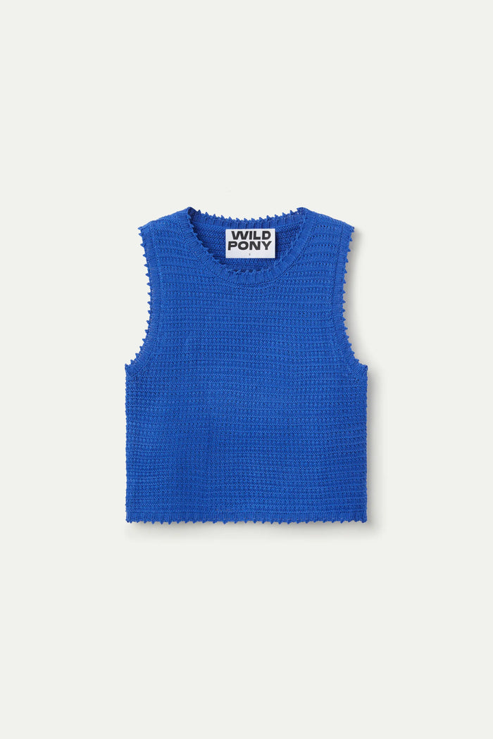 wild pony Top de punto textura waffle azul Limitado a 3 días