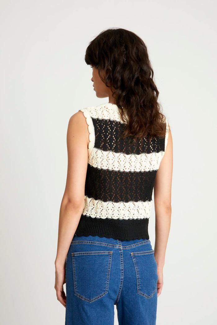 wild pony Top de punto calado rayas negro Descuentos del mes