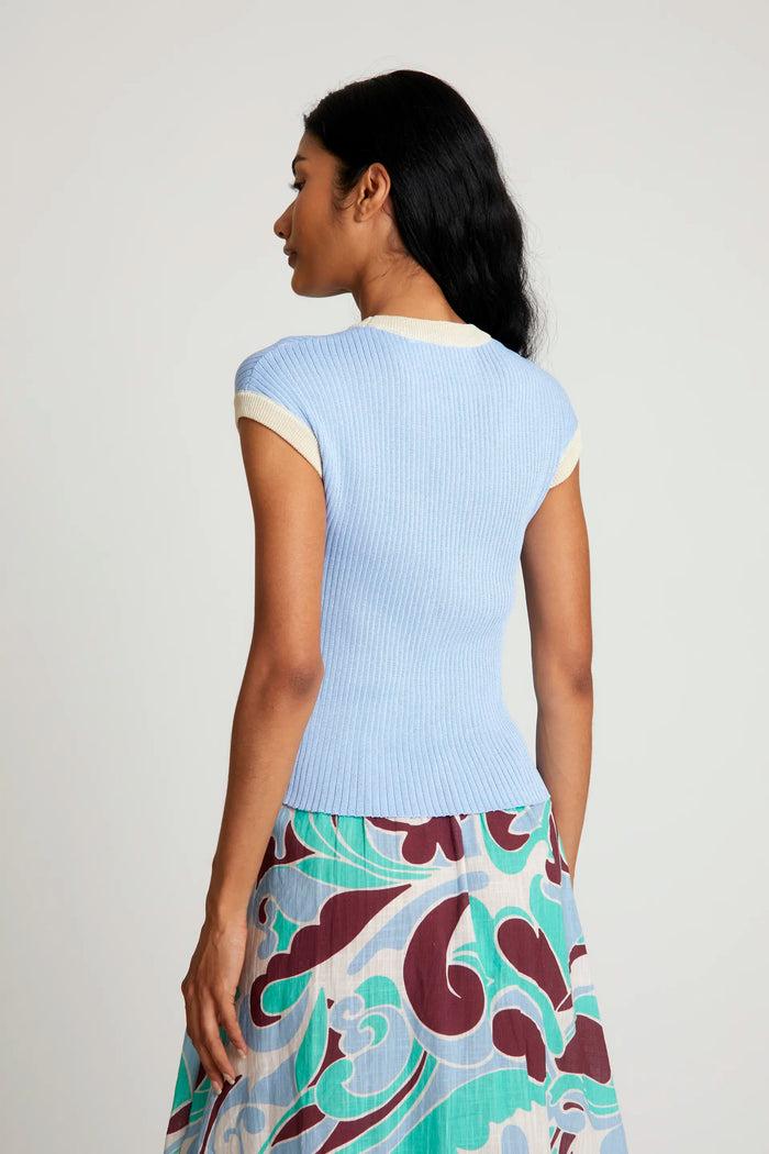 wild pony Top de punto bicolor azul Última moda
