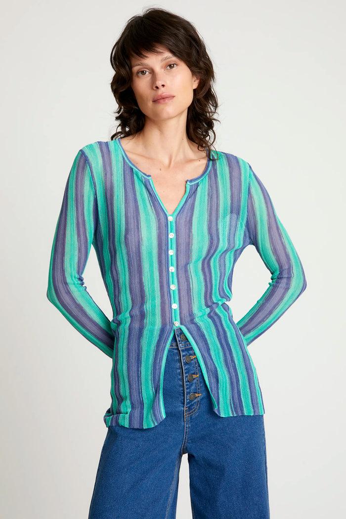 wild pony Top punto con botones azul Ofertas especiales