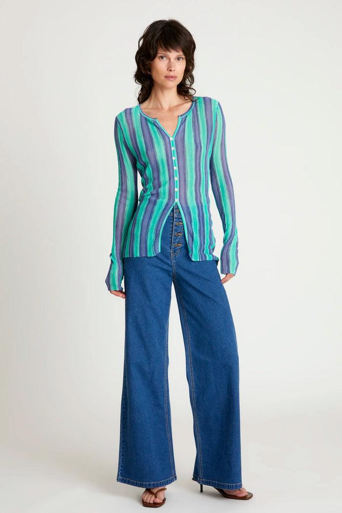 wild pony Top punto con botones azul Ofertas especiales