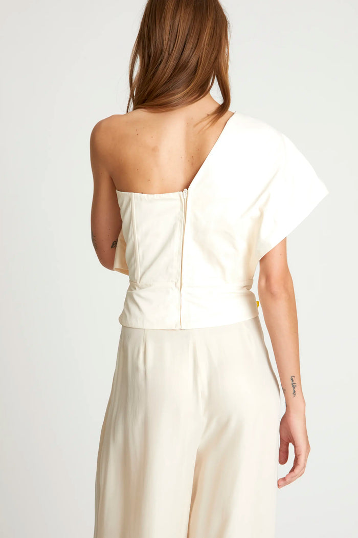 wild pony Top asimétrico lazo blanco Precio ultrabajo