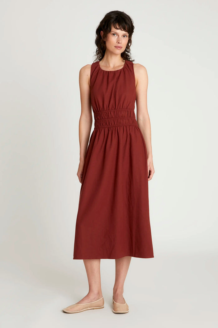 wild pony Vestido midi lino marrón Outlet