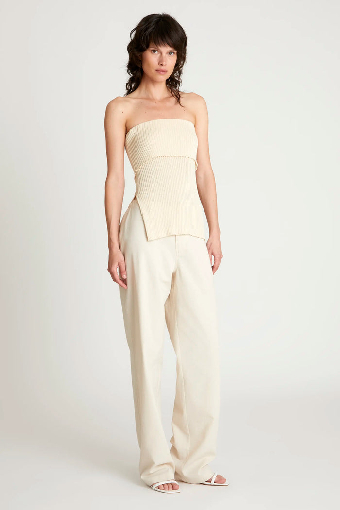 wild pony Top punto canalé sin tirantes blanco Outlet online