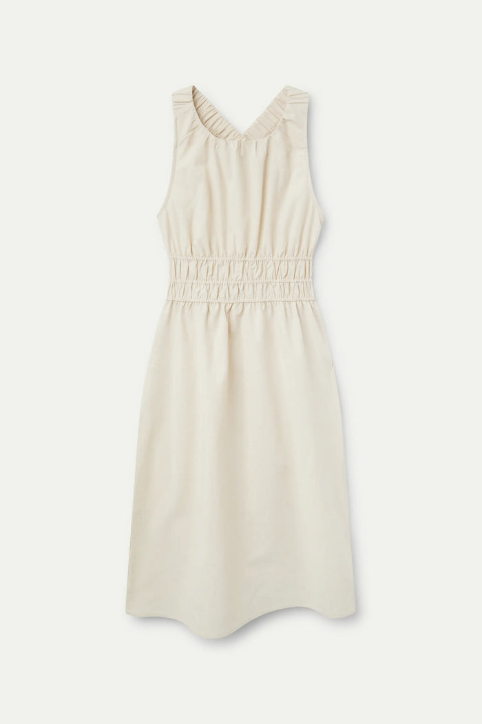 wild pony Vestido midi lino blanco Venta caliente