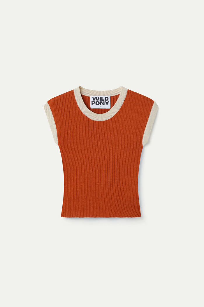 wild pony Top de punto bicolor marrón Gran oferta