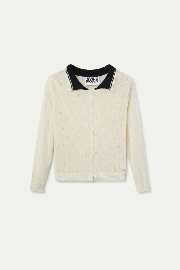 wild pony Cárdigan cuello polo blanco Rebajas de fábrica