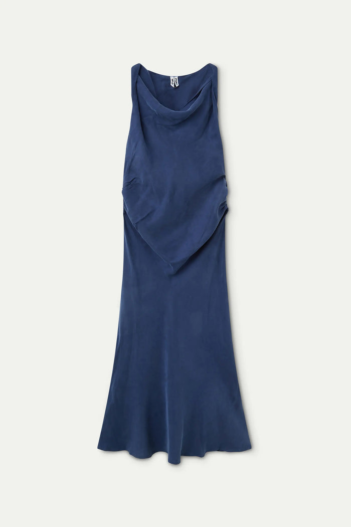 wild pony Vestido midi cuello barco azul marino Descuento