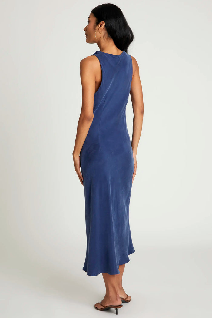 wild pony Vestido midi cuello barco azul marino Descuento