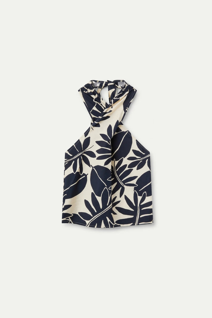 wild pony Top halter floral Filodendro Superdescuento