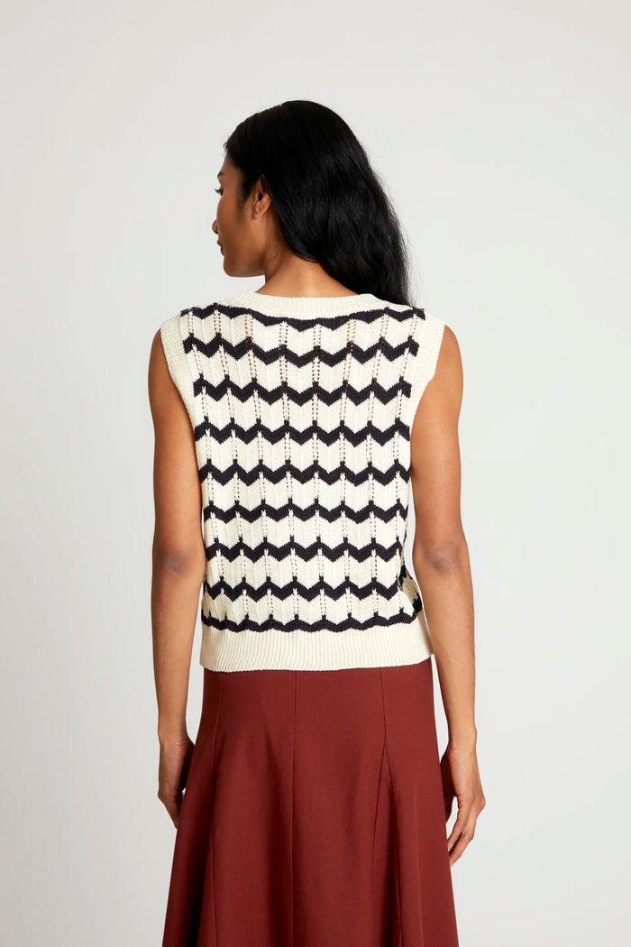 wild pony Top de punto zigzag negro Tienda de fábrica