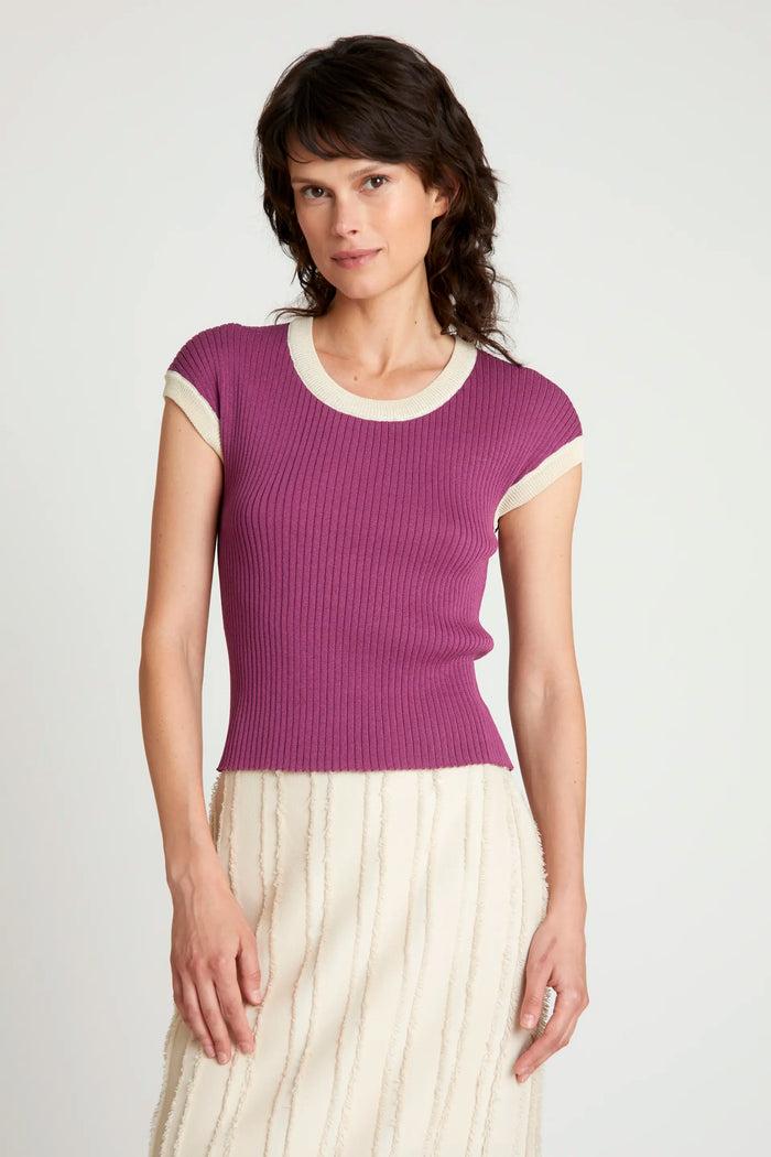 wild pony Top de punto bicolor morado Limitado a 3 días