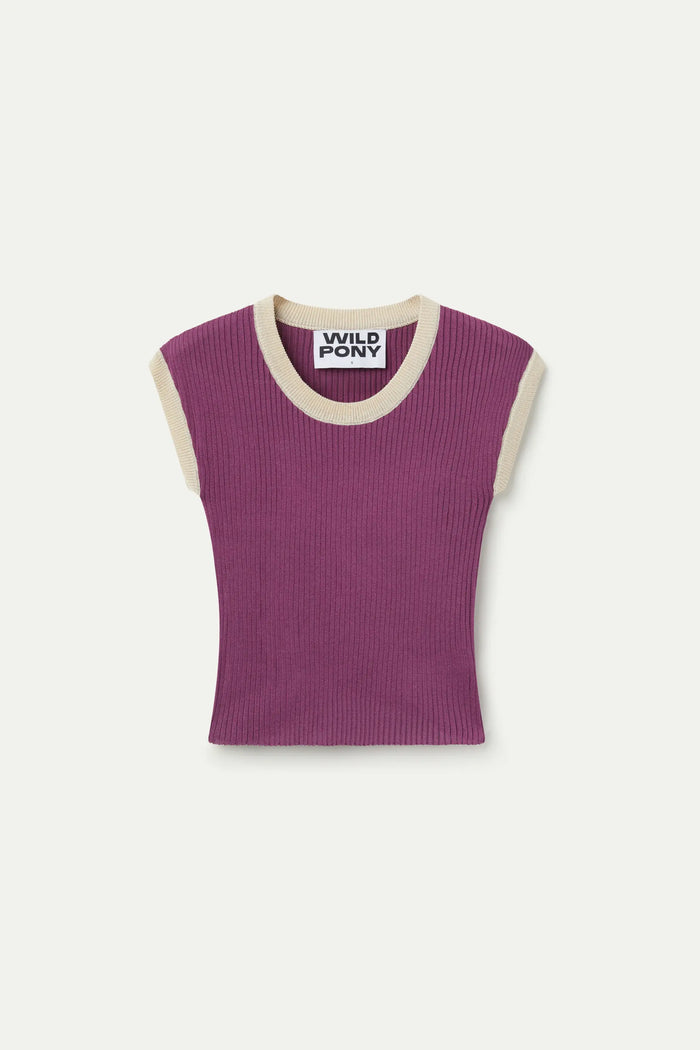 wild pony Top de punto bicolor morado Limitado a 3 días