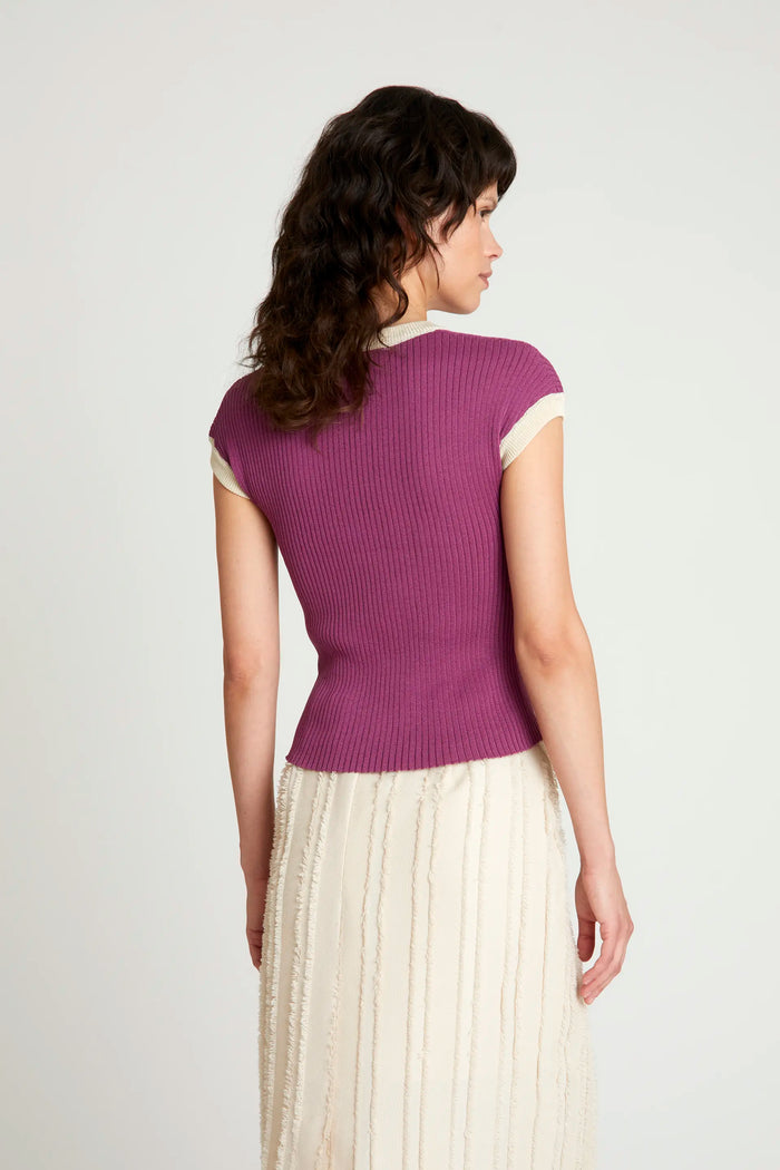 wild pony Top de punto bicolor morado Limitado a 3 días
