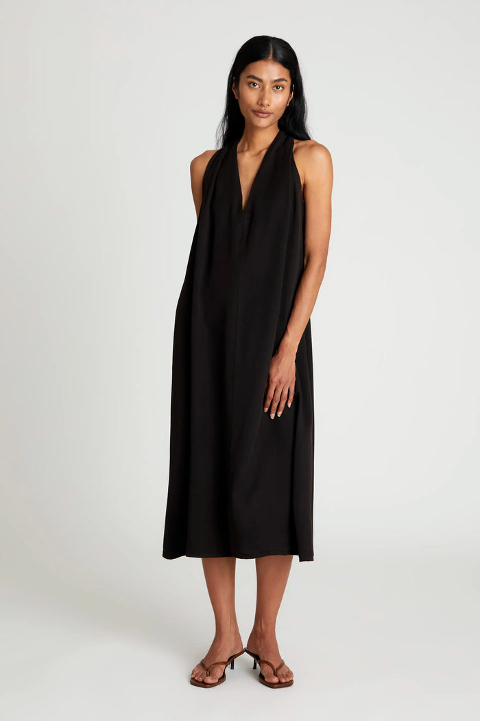 wild pony Vestido midi escote pico negro Grandes ahorros