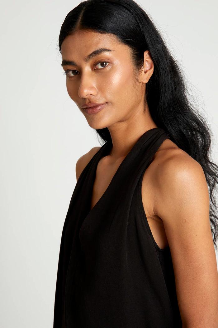 wild pony Vestido midi escote pico negro Grandes ahorros