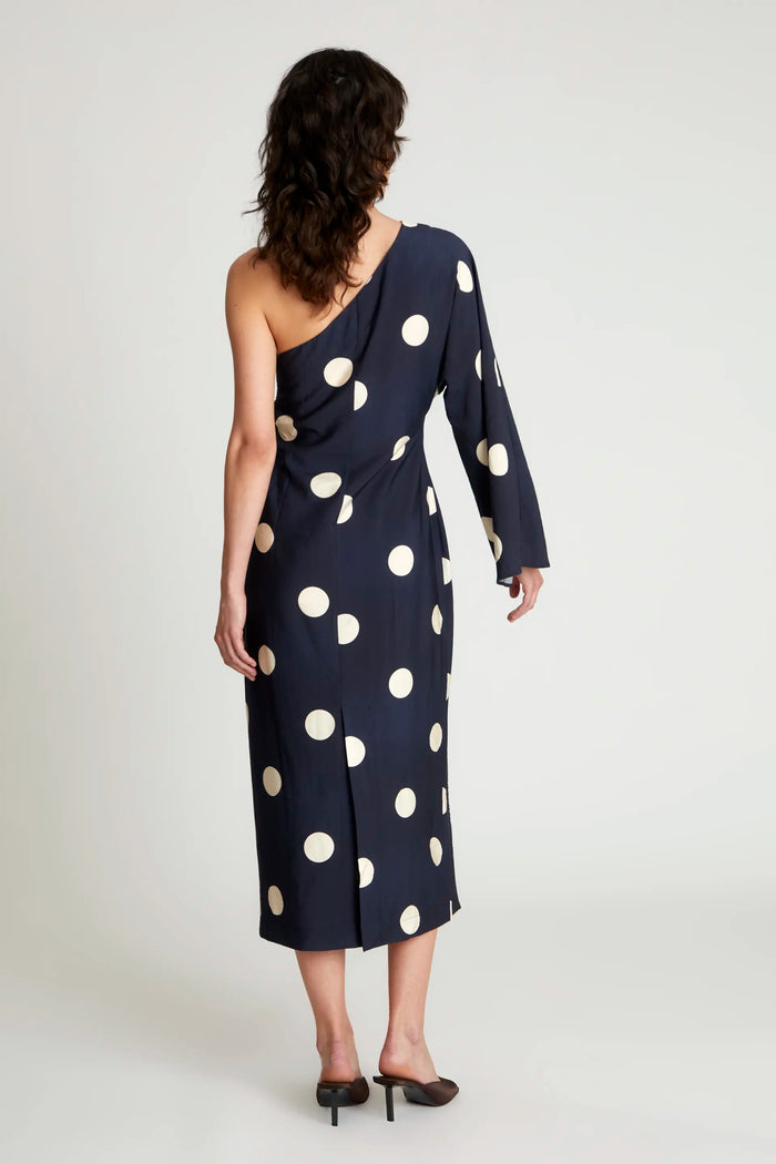 wild pony Vestido largo asimétrico lunares azul marino Los más vendidos