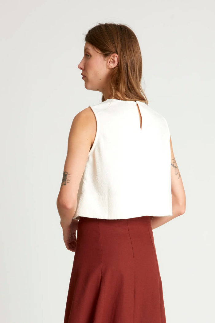 wild pony Top corto tweed blanco Descuento