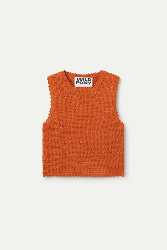 wild pony Top de punto textura waffle naranja Tienda