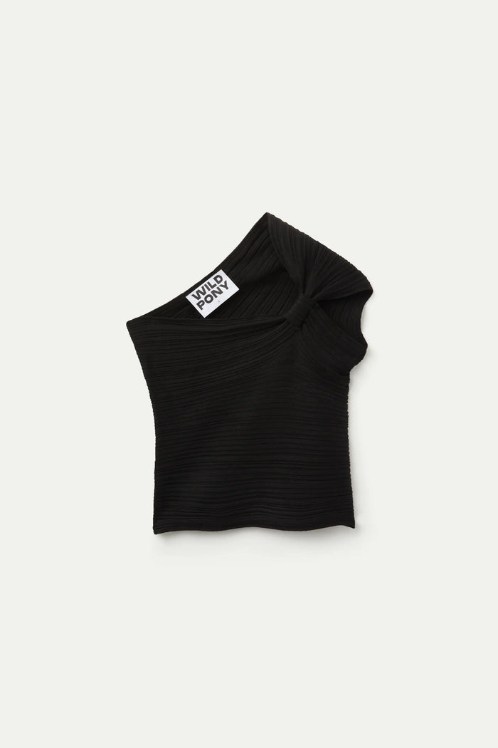 wild pony Top de punto asimétrico negro Mejor oferta