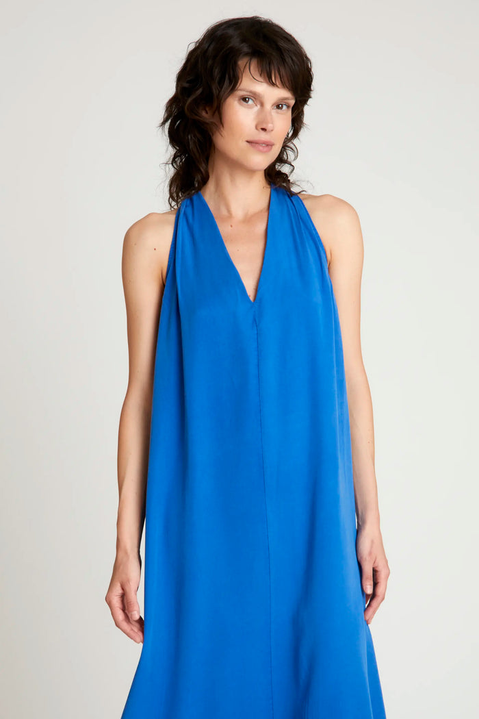 wild pony Vestido largo escote pico azul Precio de fábrica