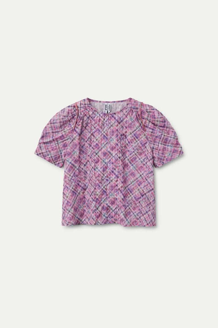wild pony Top manga corta cuadros rosa Grandes descuentos