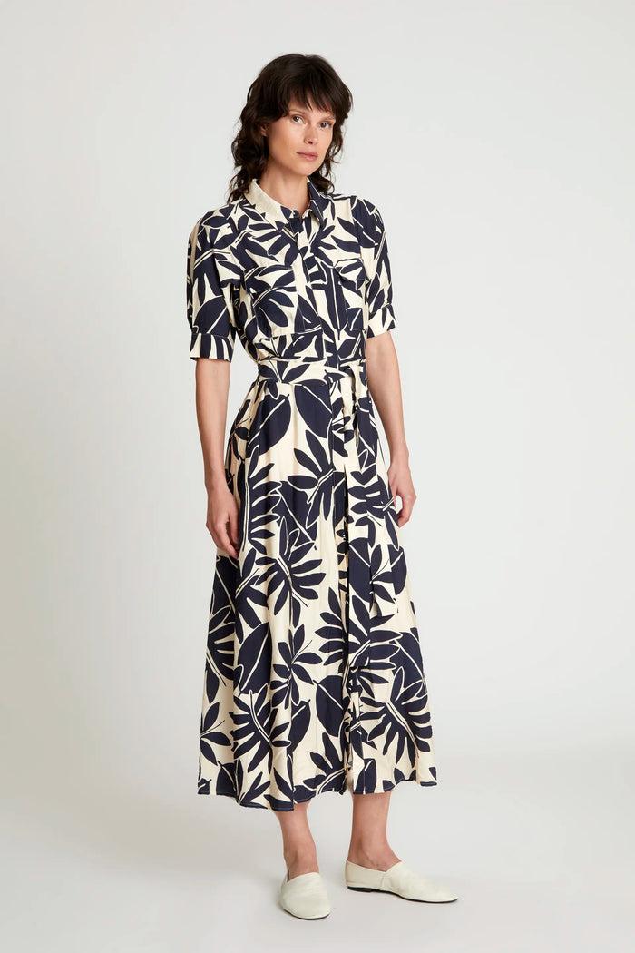 wild pony Vestido midi camisero floral Filodendro Liquidación