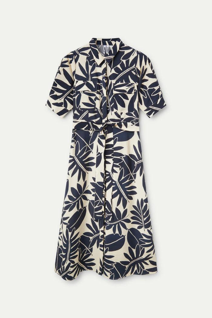 wild pony Vestido midi camisero floral Filodendro Liquidación