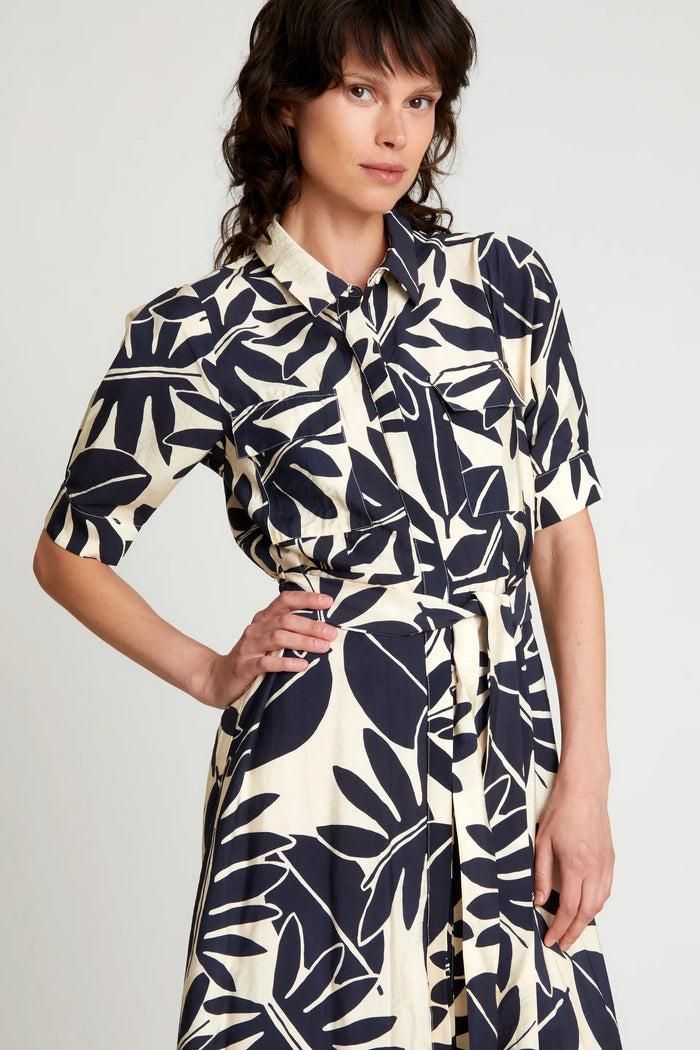 wild pony Vestido midi camisero floral Filodendro Liquidación