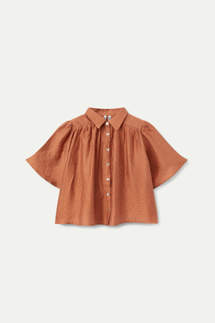 wild pony Camisa fluida manga corta marrón Limitado a 3 días
