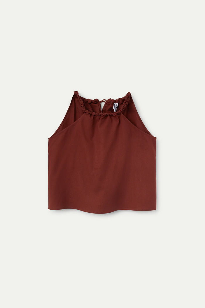 wild pony Top halter lino marrón Ofertas especiales