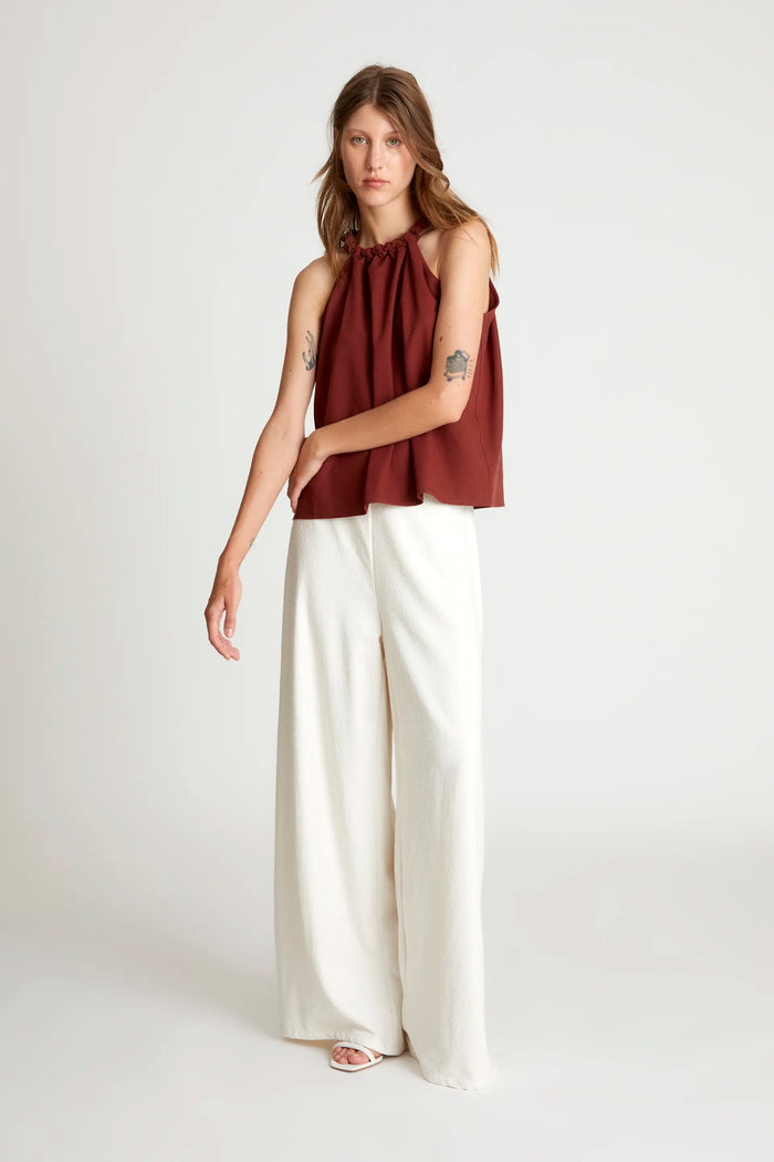 wild pony Top halter lino marrón Ofertas especiales