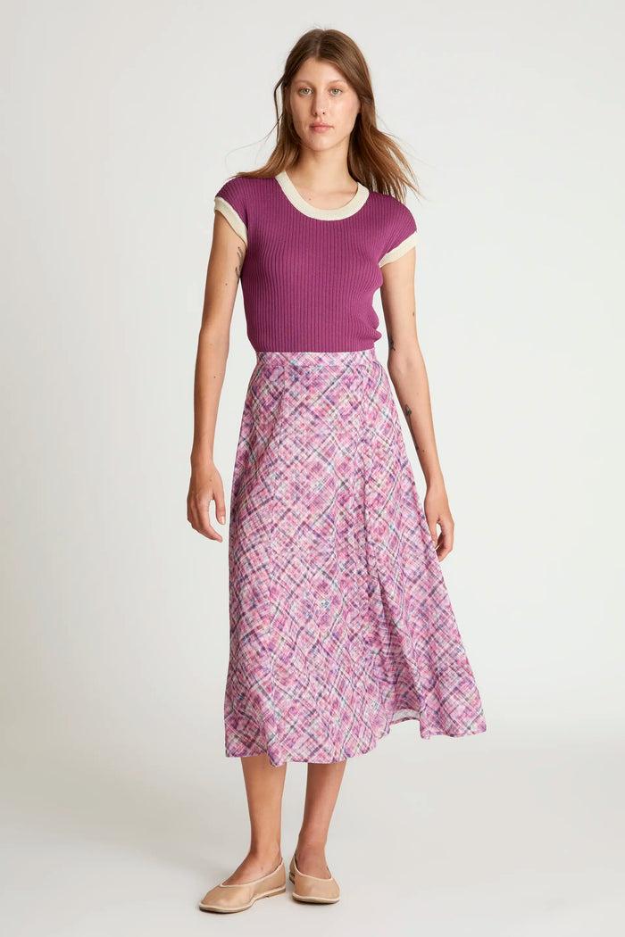 wild pony Falda midi cuadros rosa Precio ultrabajo