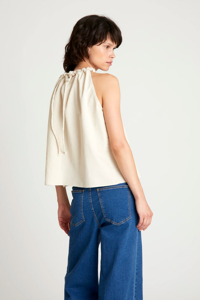 wild pony Top halter lino blanco Outlet online