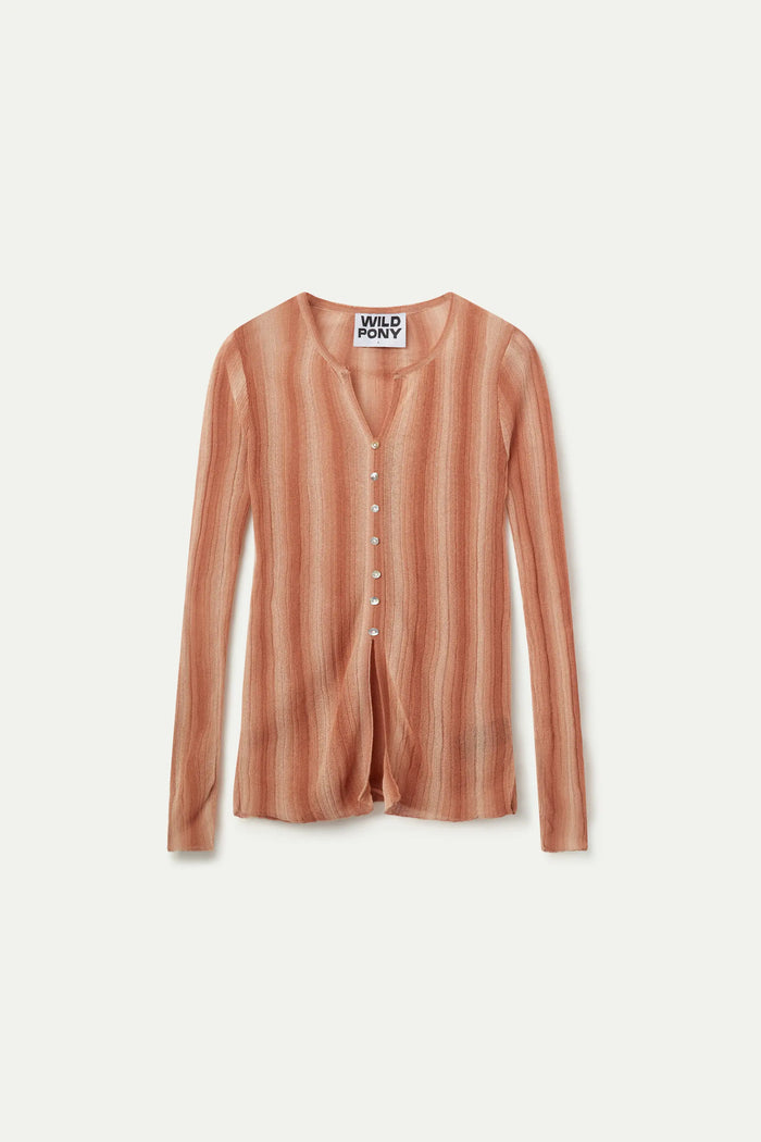 wild pony Top punto con botones marrón Venta caliente