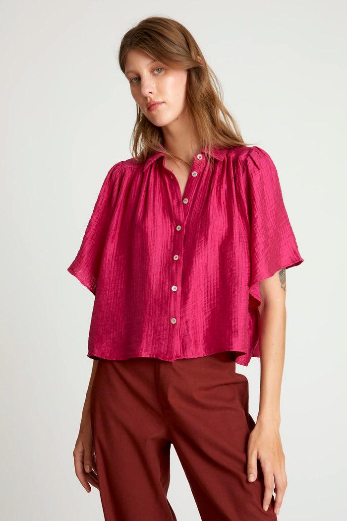 wild pony Camisa fluida manga corta fucsia Gran oferta