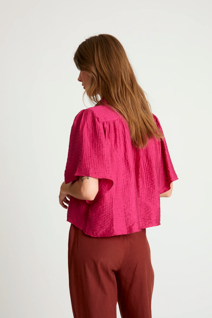wild pony Camisa fluida manga corta fucsia Gran oferta