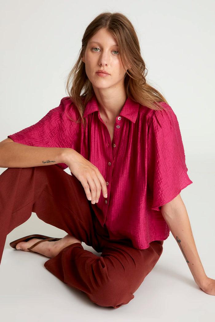 wild pony Camisa fluida manga corta fucsia Gran oferta