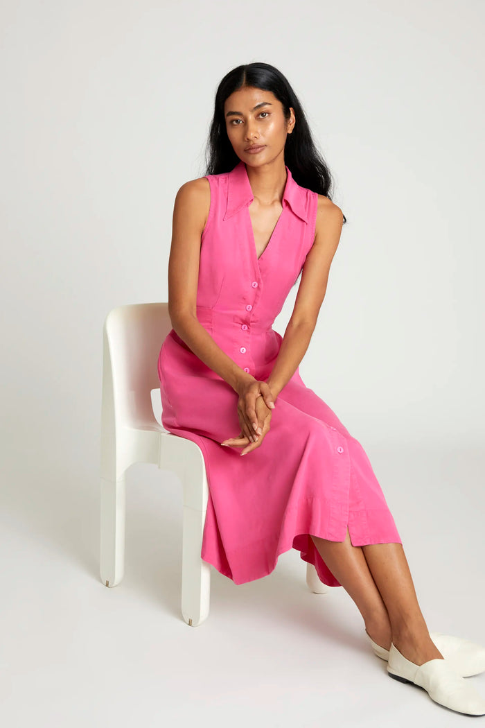 wild pony Vestido midi camisero rosa Rebajas baratas