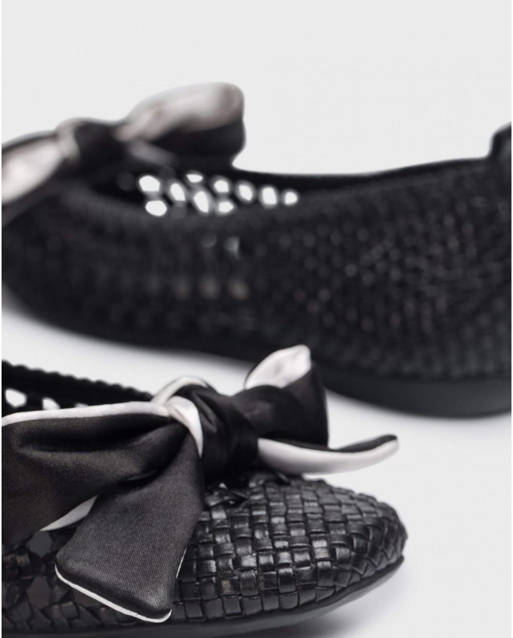 wonders Bailarina BOW Negro Precio ultrabajo