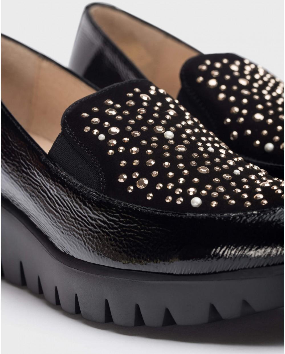 wonders Mocasines DIAMANT Charol Negros Envío internacional gratuito