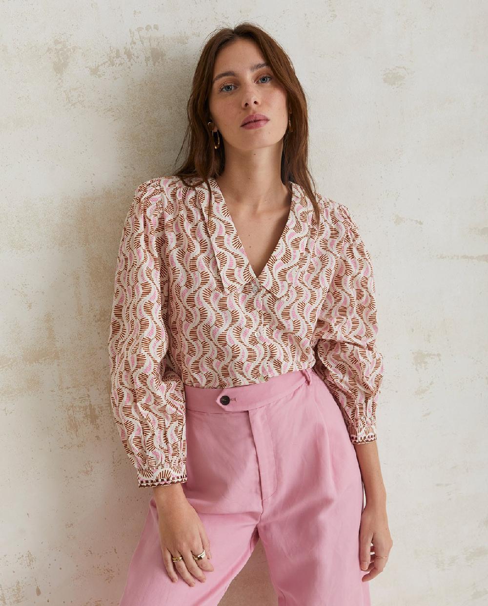 ﻿yerse Camisa algodón estampada rosa