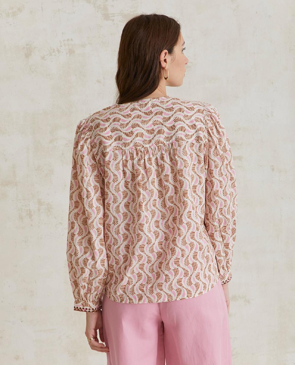 ﻿yerse Camisa algodón estampada rosa Últimos 3 días