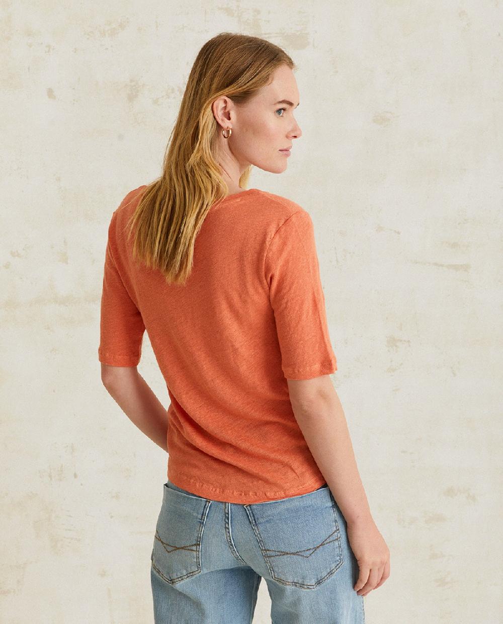 yerse Camiseta 100% lino naranja Promoción trimestral