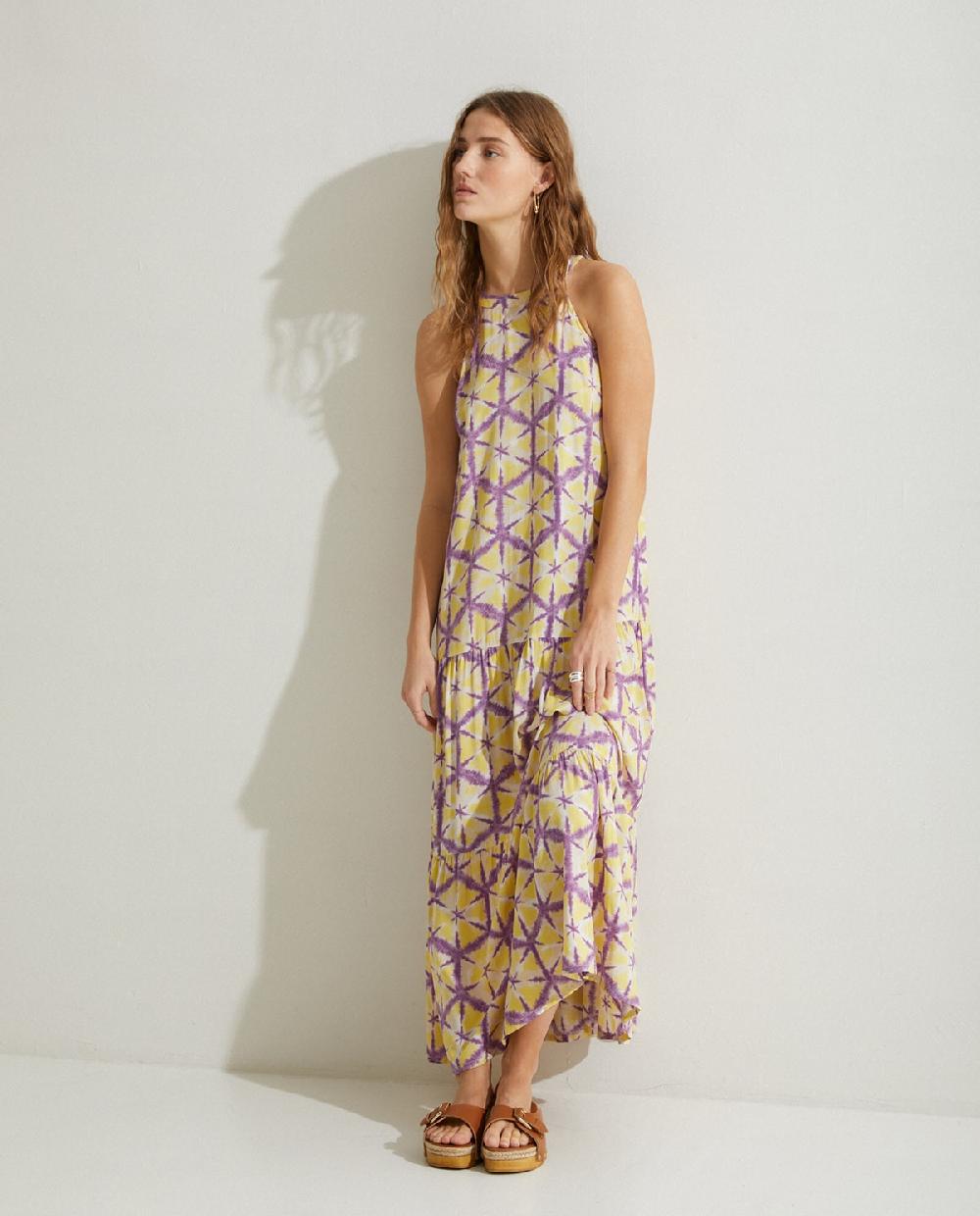 yerse Vestido fluido tie dye amarillo Tienda de fábrica