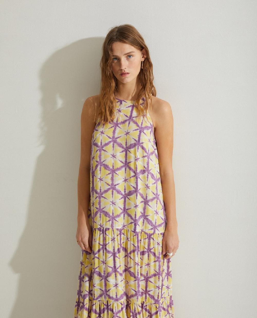 yerse Vestido fluido tie dye amarillo Tienda de fábrica