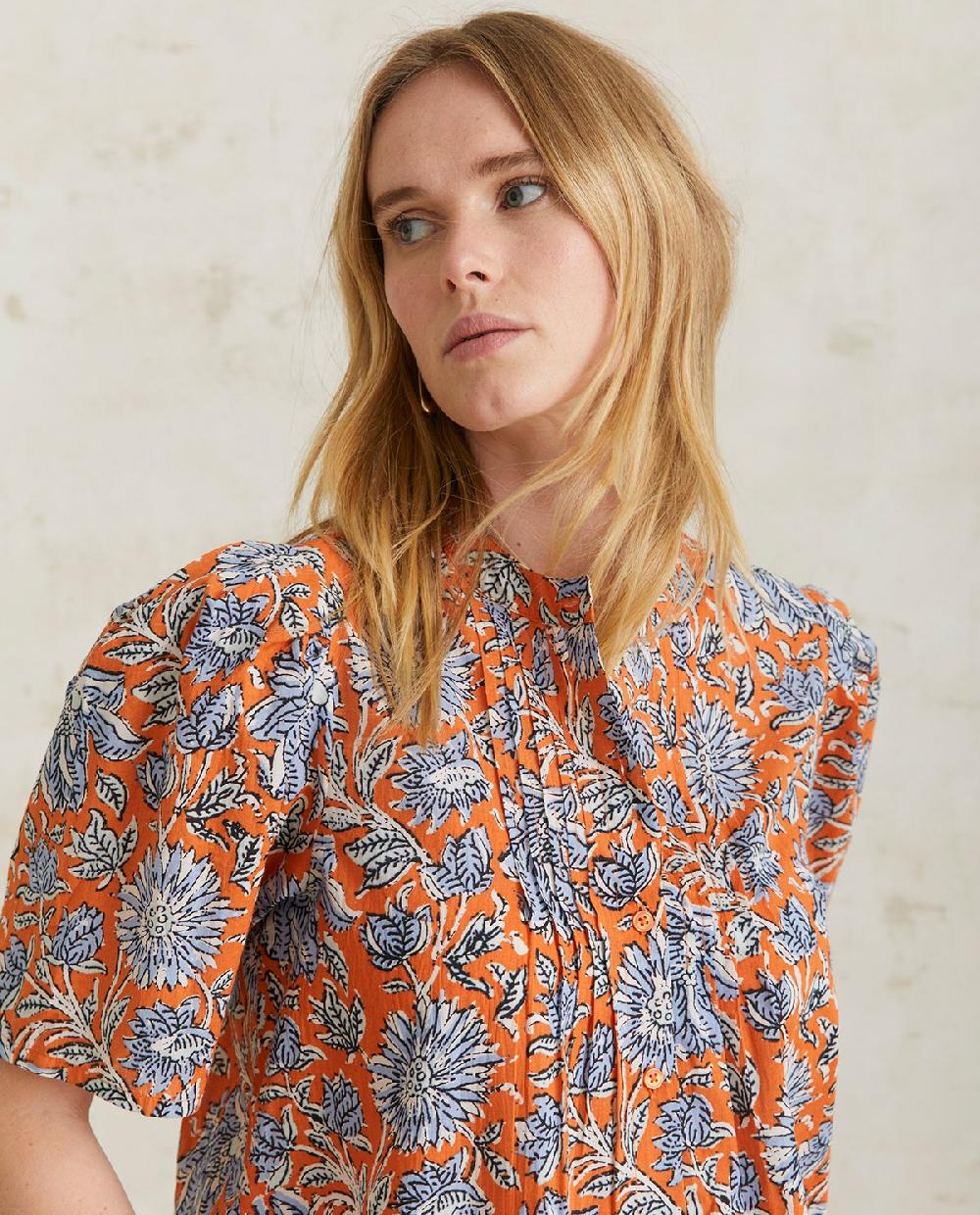 yerse Camisa algodón estampada naranja Descuentos del mes