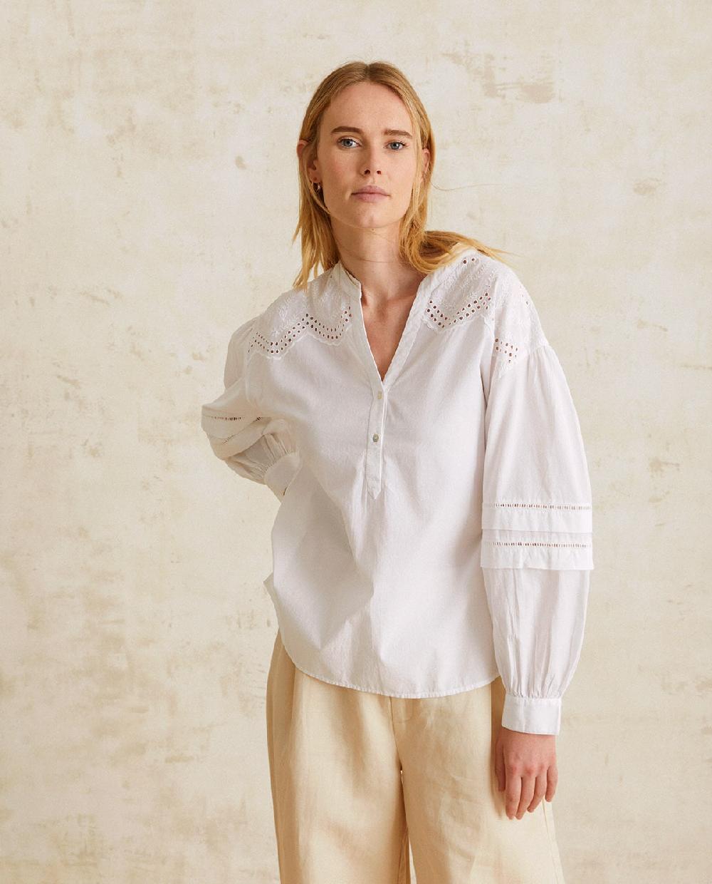 yerse Blusa algodón bordados blanco Oferta exclusiva
