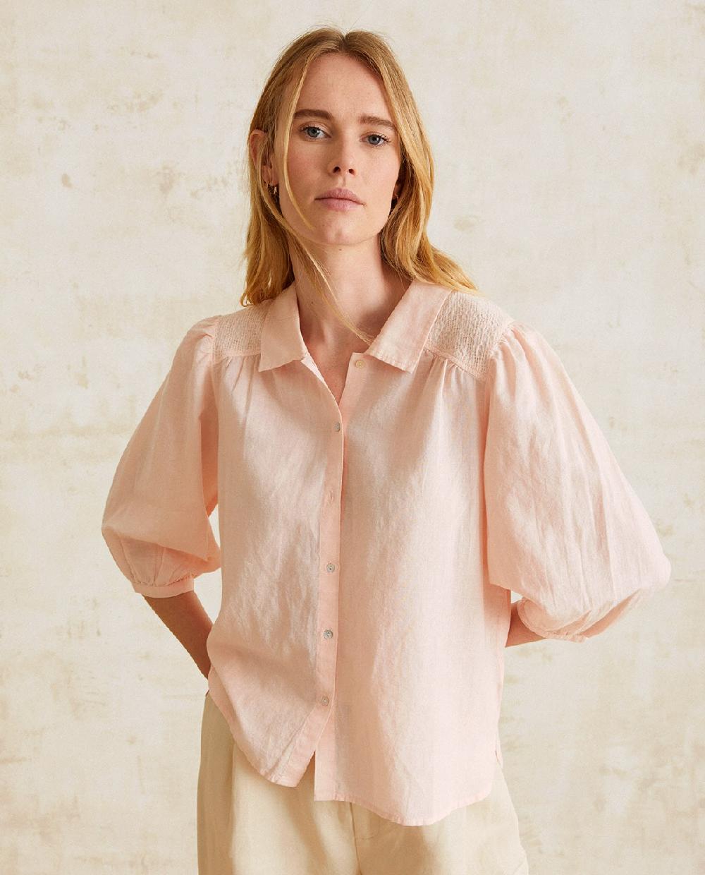 yerse Blusa romántica algodón rosa